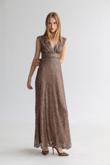 LEOPARD MAXI DRESS WITH SEQUINS
