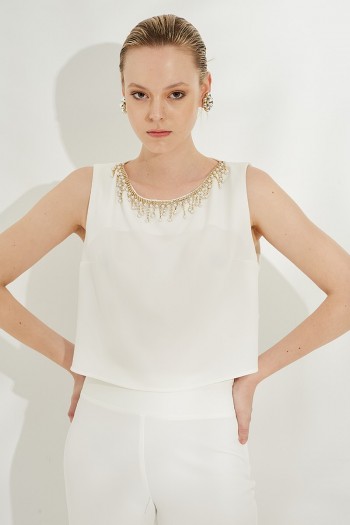 SLEEVELESS TOP WITH STRASS
