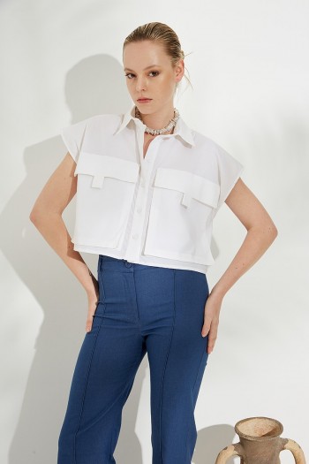 CROP SHIRT WITH POCKETS
