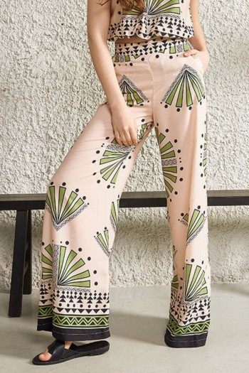 PRINTED WIDE LEG TROUSERS